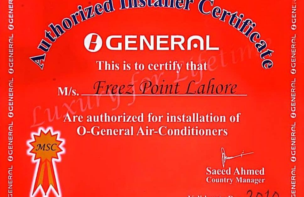 Dealer Certficate General company